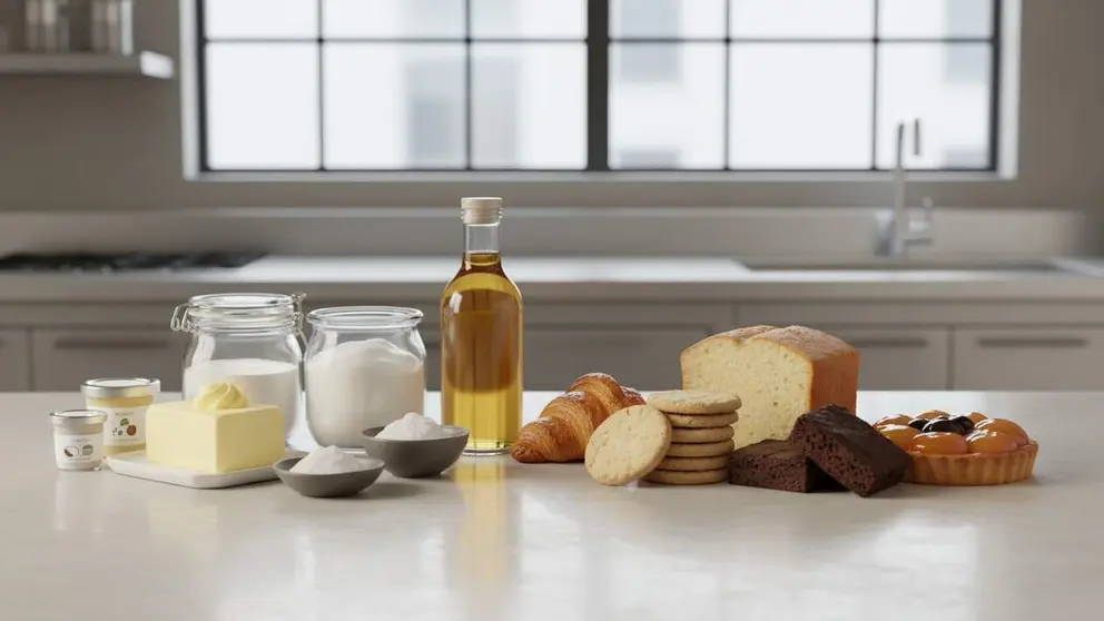  Imagen destacada: Soluciones para pasteler&iacute;a: Tipos de grasas que usar seg&uacute;n el producto &mdash; Imagen generada por IA 