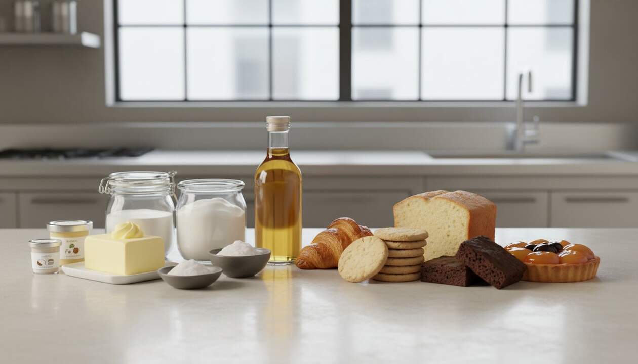  Imagen destacada: Soluciones para pasteler&iacute;a: Tipos de grasas que usar seg&uacute;n el producto &mdash; Imagen generada por IA 