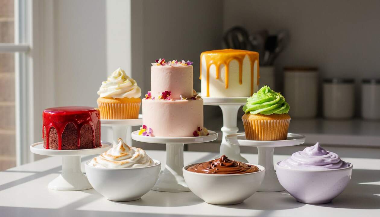  Coberturas para tartas variadas con tipos, caracter&iacute;sticas y consejos para decorar pasteles irresistibles y deliciosos &mdash; Imagen generada por IA 